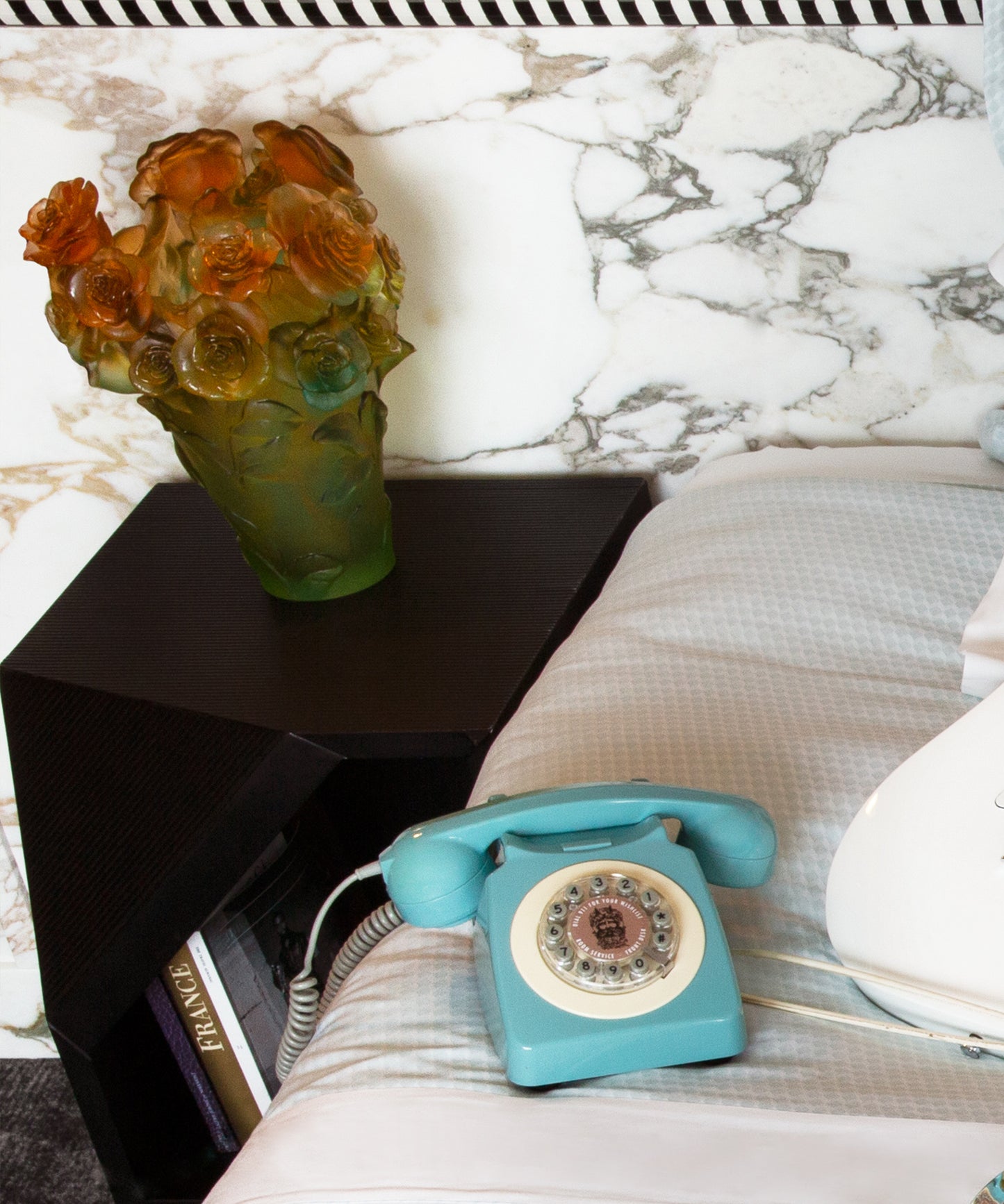 Rose Passion Vase Vert et orange - Daum