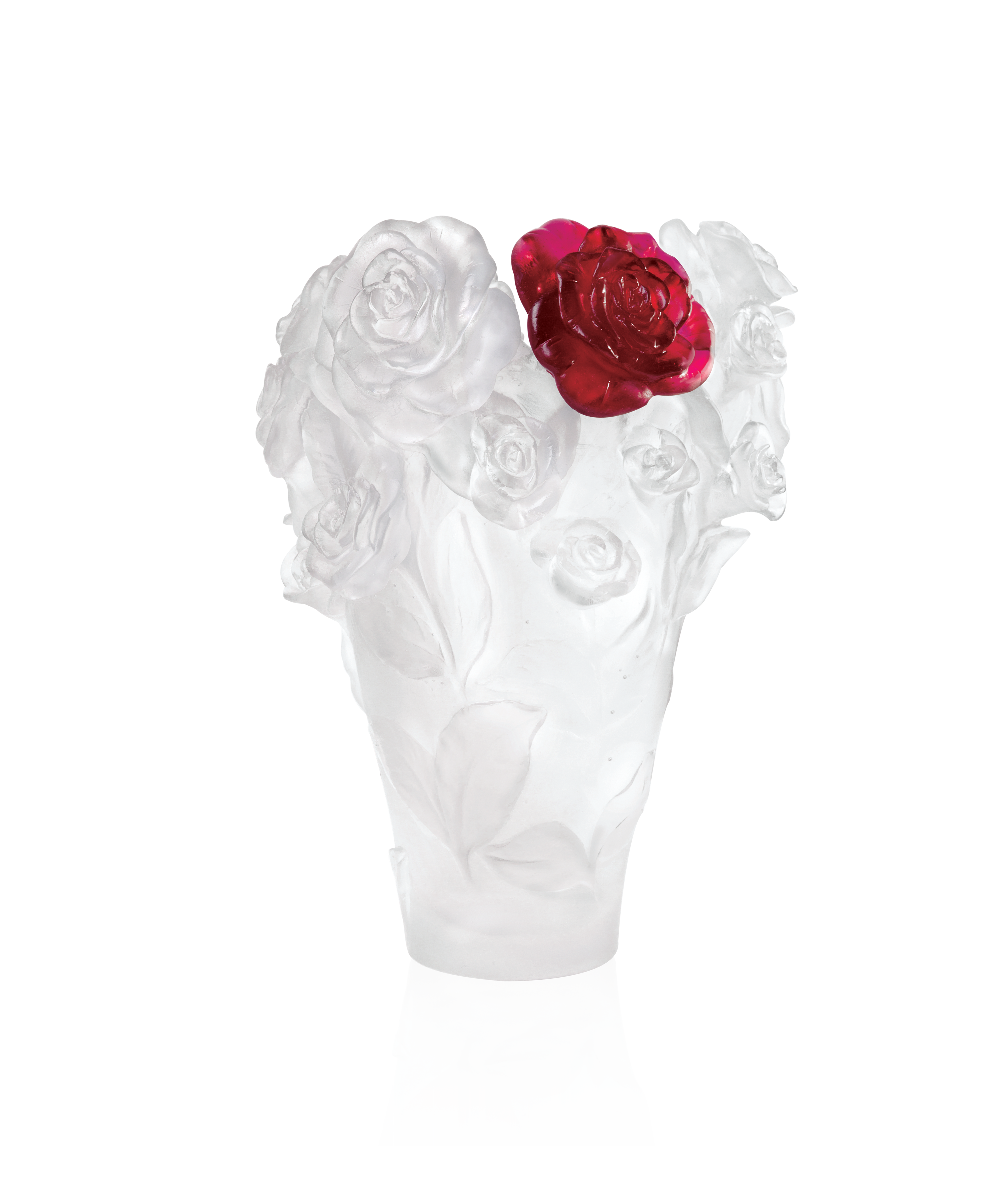 Rose Passion Vase White, red flower 500ex – Daum