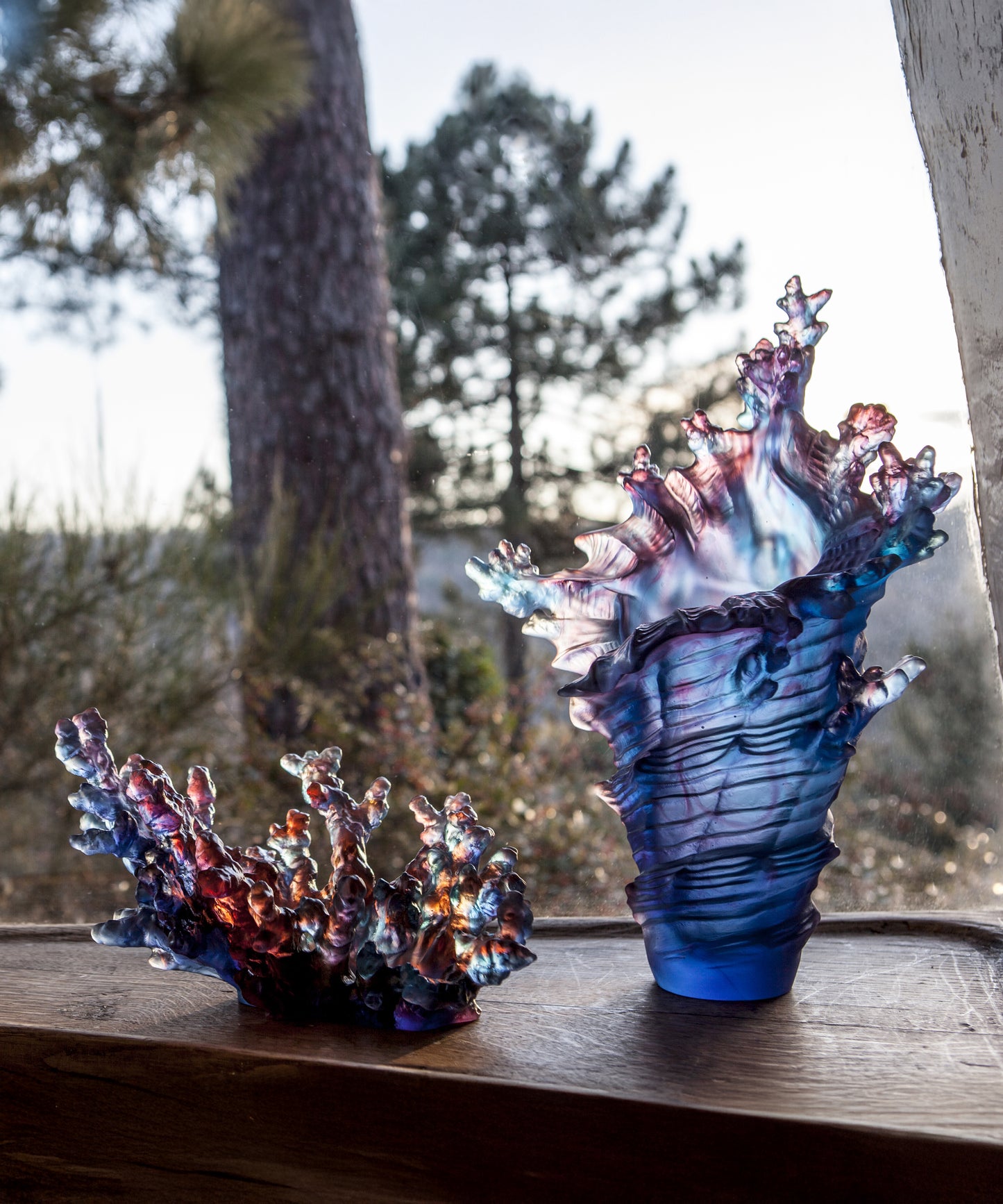 Mer de Corail Coupe moyen modèle Bleue et rouge - Daum