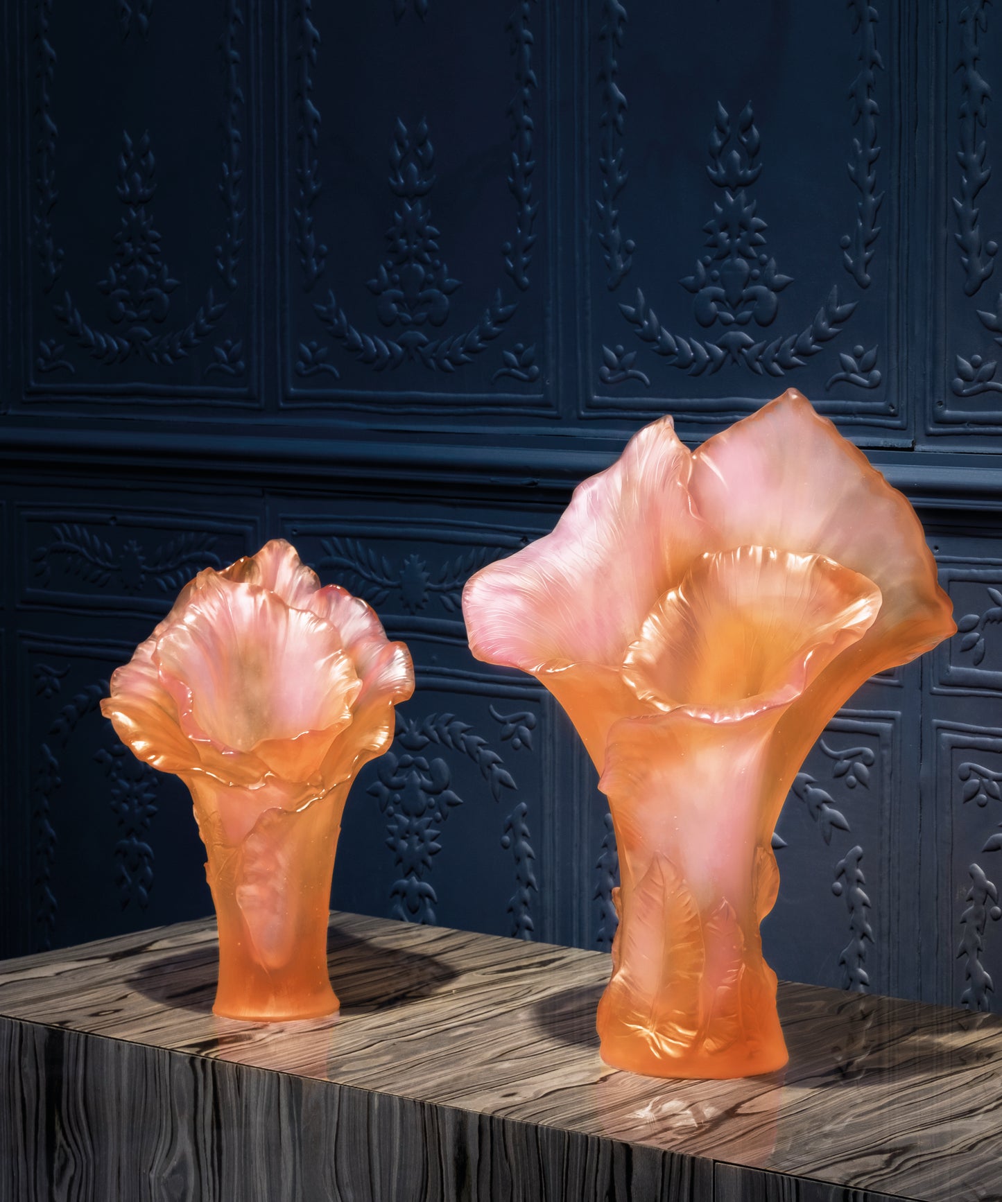 Arum Vase grand modèle Ambre-rose - Daum