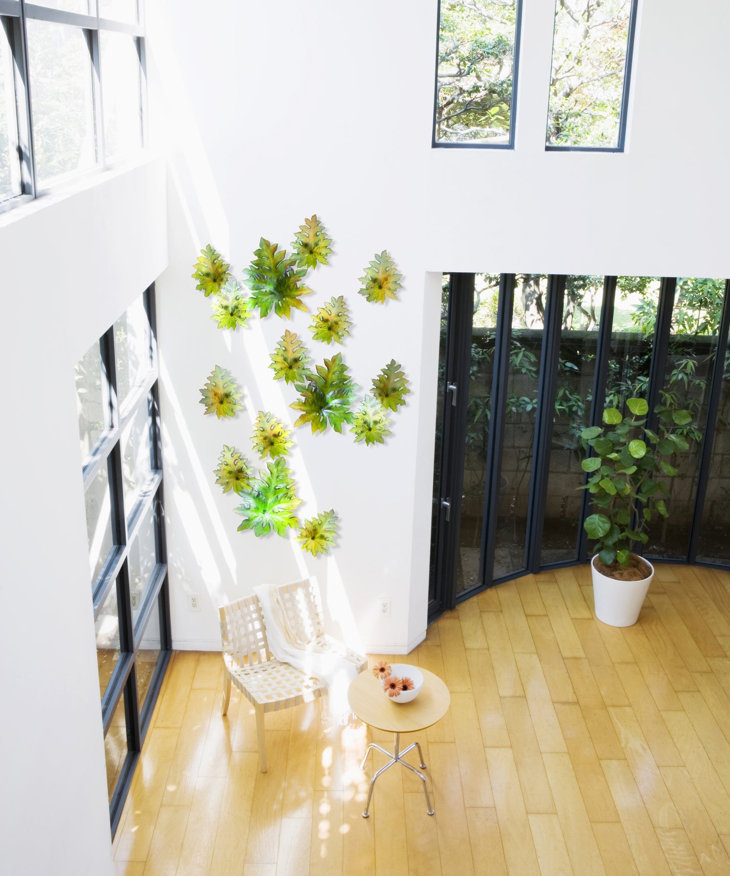 Bornéo Feuille murale petit modèle - fixation longue Verte de Emilio Robba - Daum