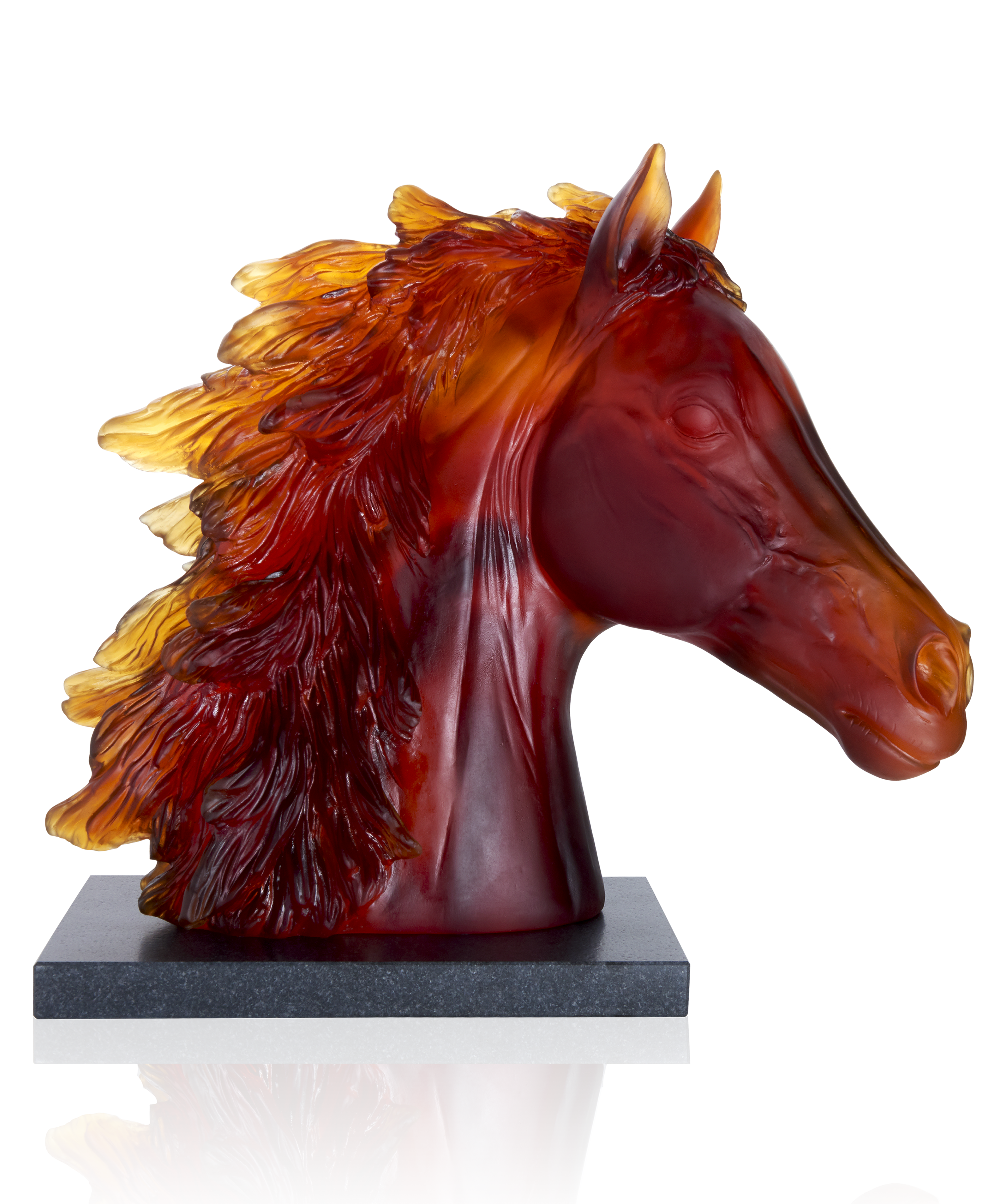 Sculpture tête de cheval 500ex en cristal élégante | Daum