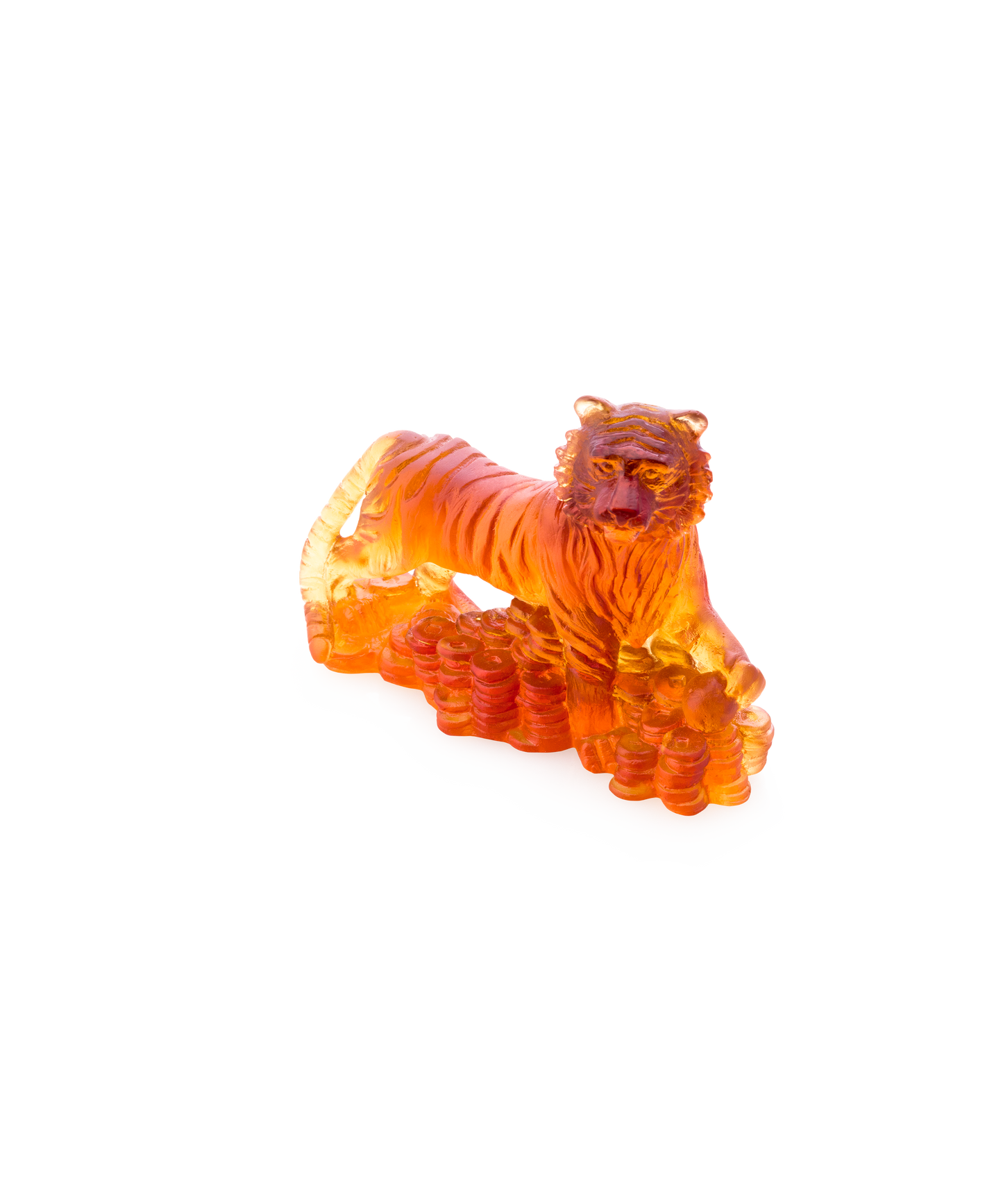 Horoscope du tigre en cristal de la marque Daum, sculpture détaillée représentant la tête du tigre avec finesse et élégance.