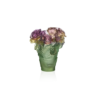 Vase vert & rose Rose Passion – Daum Site Officiel