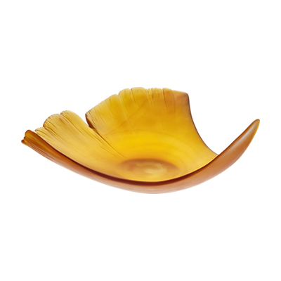Coupe feuille grand modele ambre Ginkgo – Daum Site Officiel