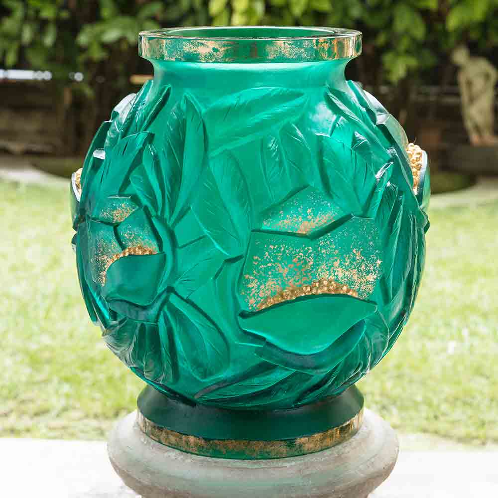 Large Golden Emerald Vase Empreinte – Daum Site Officiel