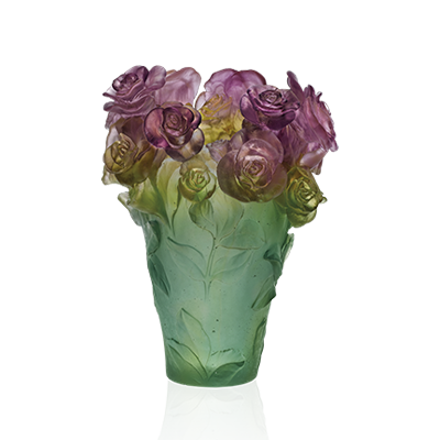 Green & pink vase Rose Passion – Daum Site Officiel