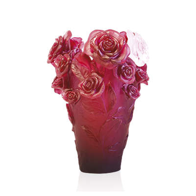 Vase rouge & fleur blanche Rose Passion – Daum Site Officiel