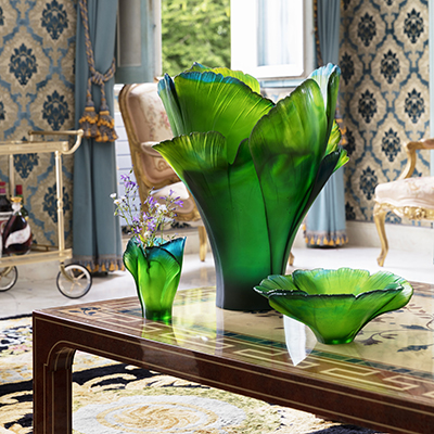Vase magnum vert Ginkgo – Daum Site Officiel
