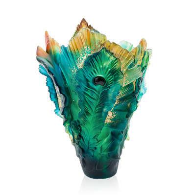 Vase Grand modele Or Fleur de Paon en cristal
