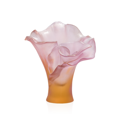 Vase Petit ambre-rose Arum Rose en cristal