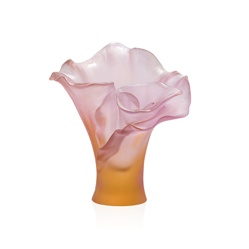 Vase Petit ambre-rose Arum Rose en cristal
