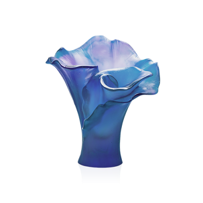 Vase Petit modele bleu Arum bleu nuit en cristal