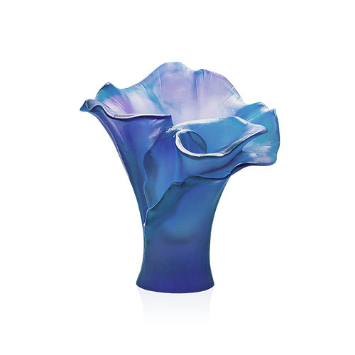 Vase Petit modele bleu Arum bleu nuit en cristal