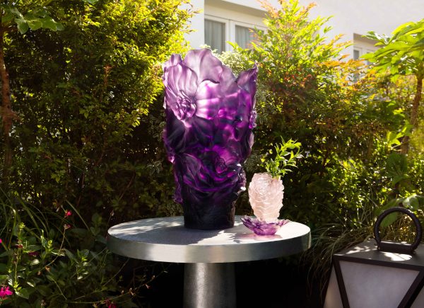 Vase PM violet Camelia en cristal