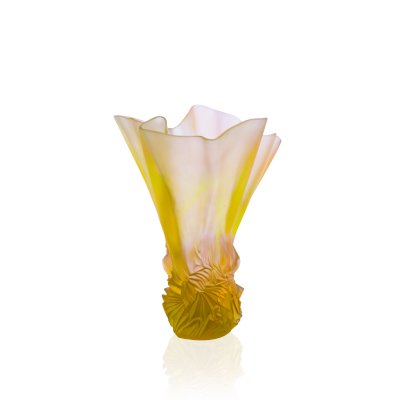 Vase Grand Modele Drape Rose-Vert Croisiere en cristal