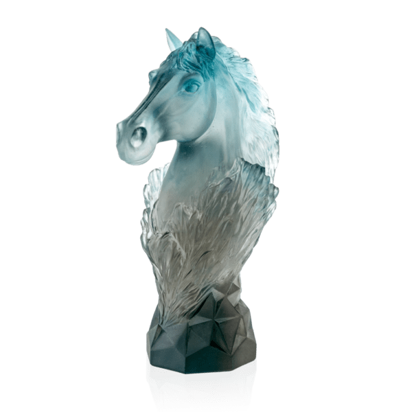 cavalcade cavalier echec bleu gris en cristal