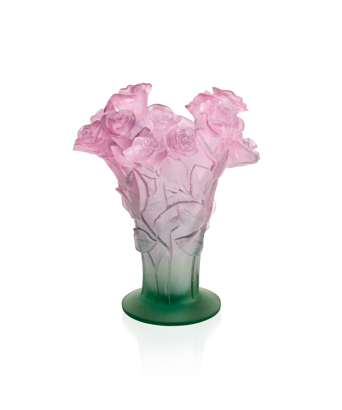 Roses Vase moyen modele Vert et rose