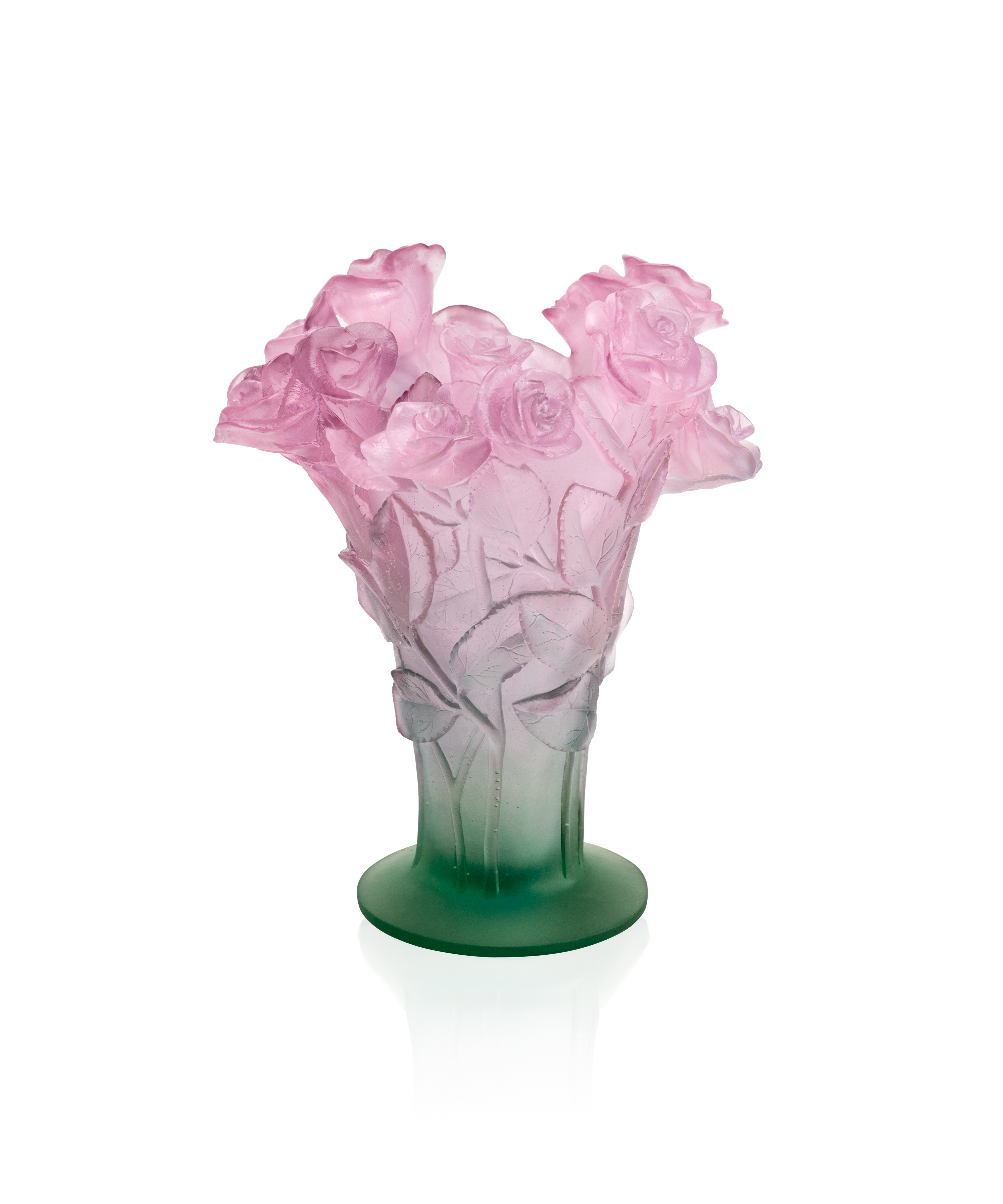 Roses Vase moyen modele Vert et rose