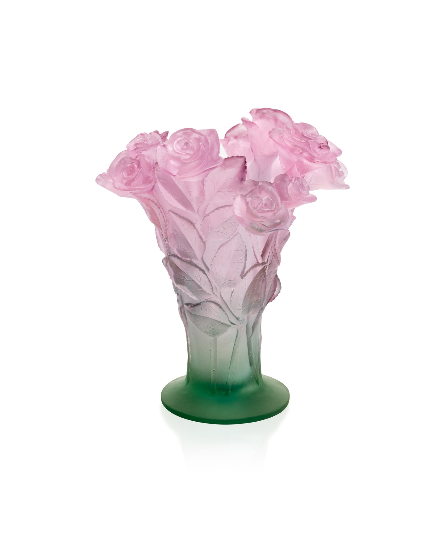 Roses Vase moyen modele Vert et rose