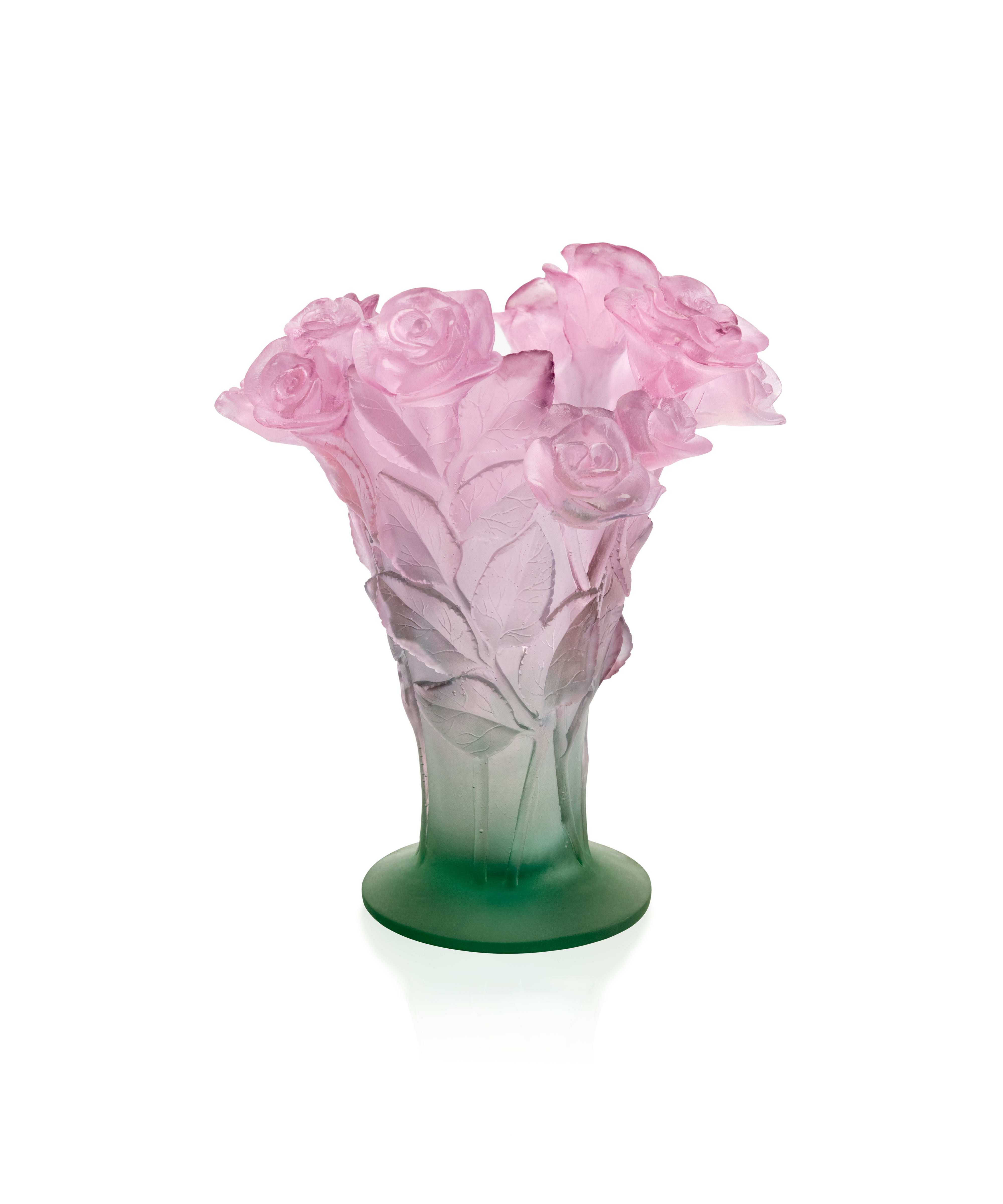 Roses Vase moyen modele Vert et rose