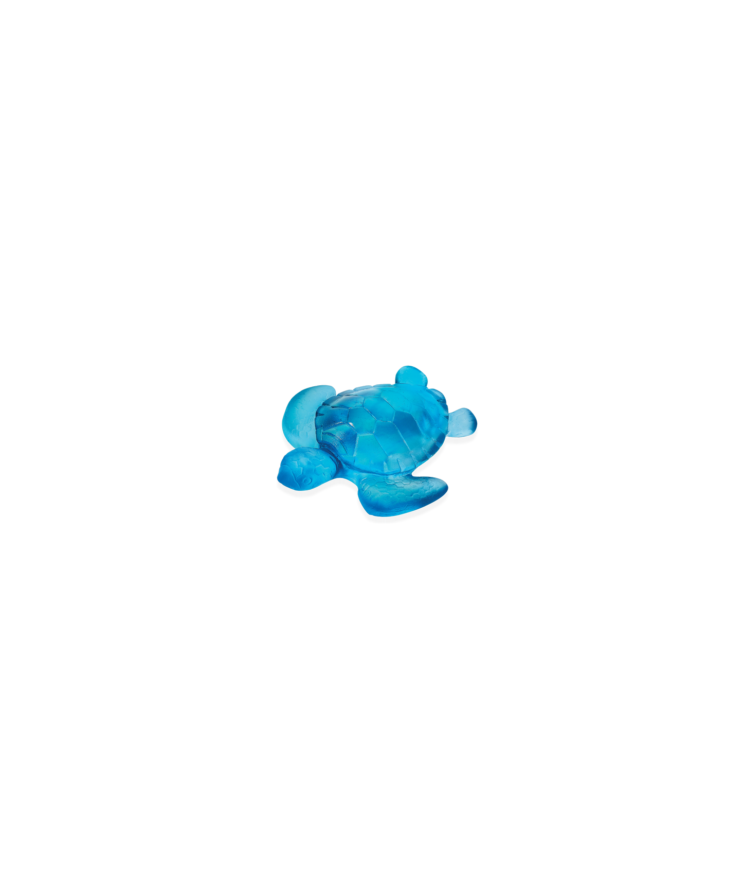 Petite tortue bleue en verre de la marque Daum, détails artistiques et finition élégante visible dans l'image.