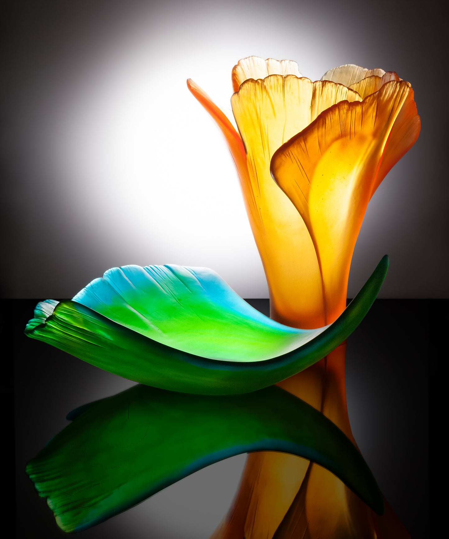 Ginkgo Vase grand modèle Ambre