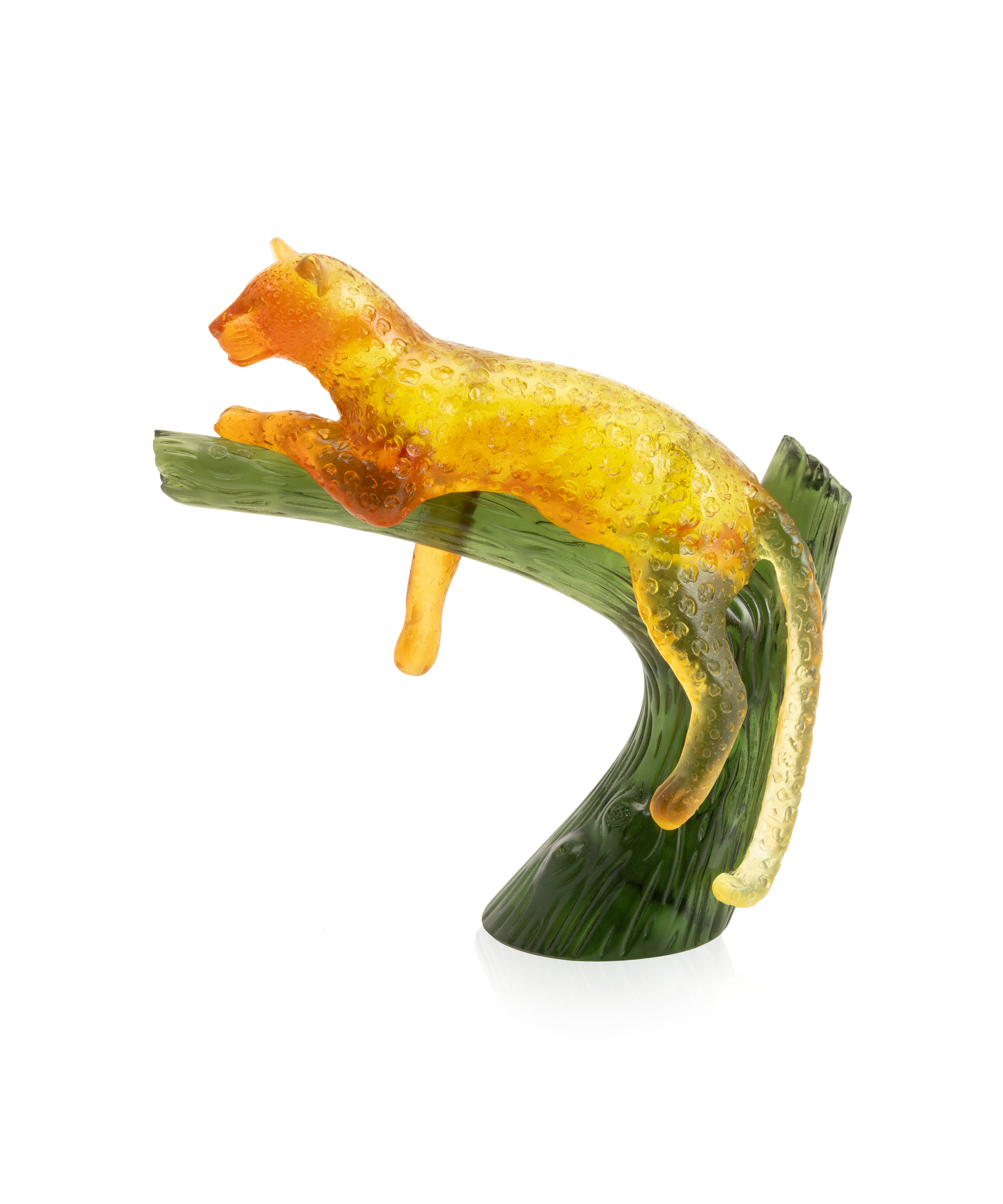 Panthère sur arbre Ambre et vert