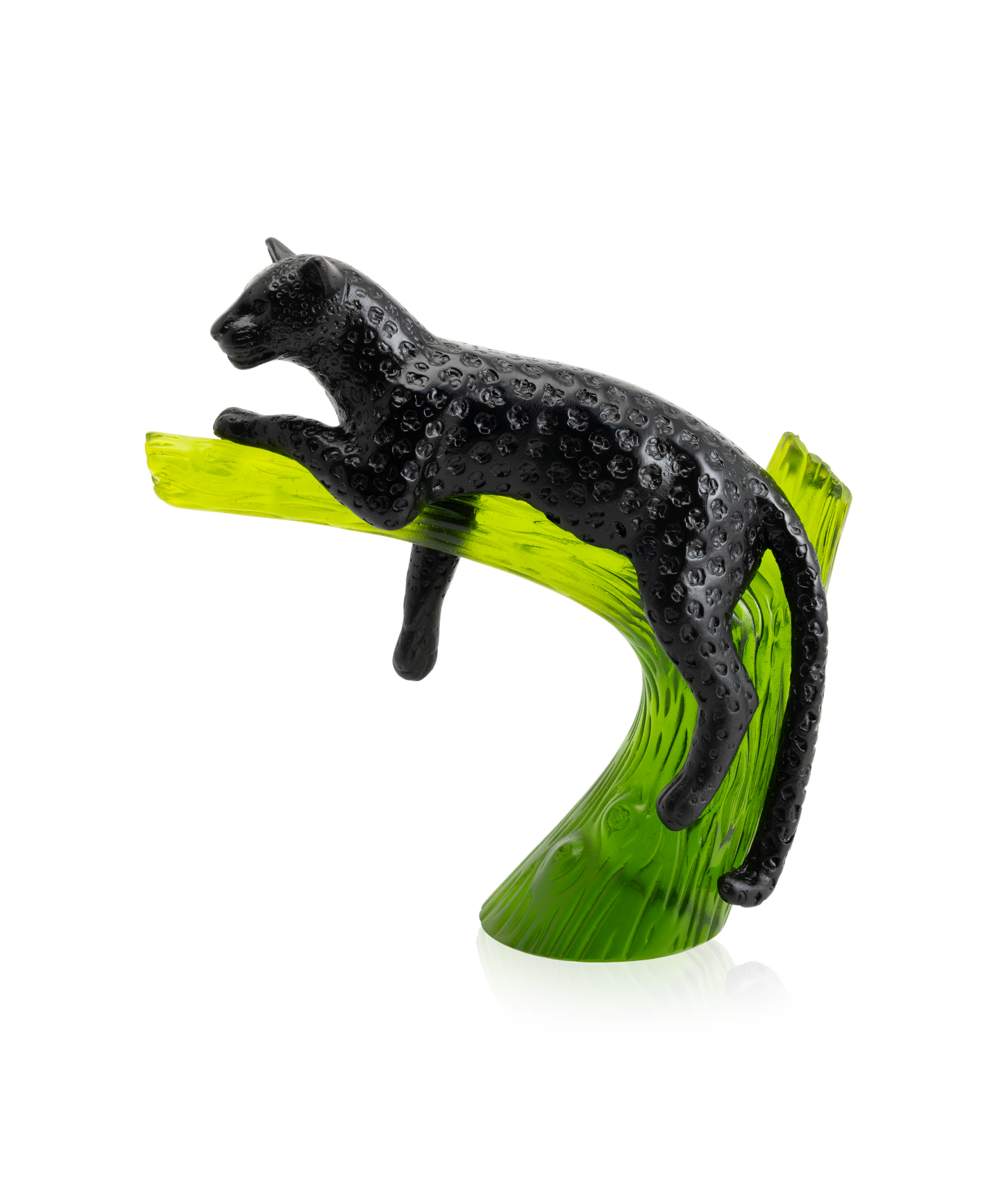 Panthère sur arbre Noire et émeraude