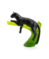 Panthère sur arbre Noire et émeraude