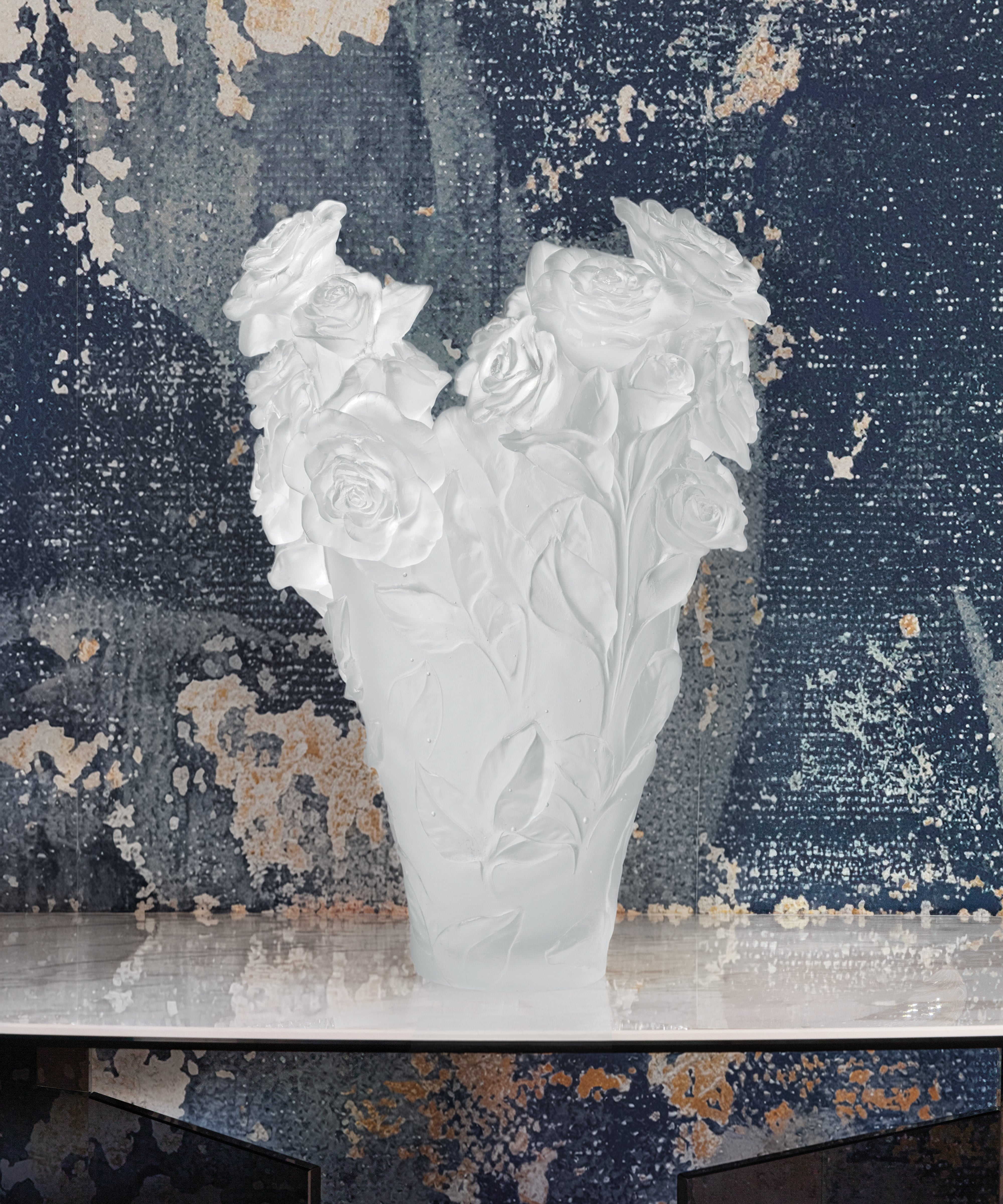 Rose Passion Vase Vert et orange | Daum