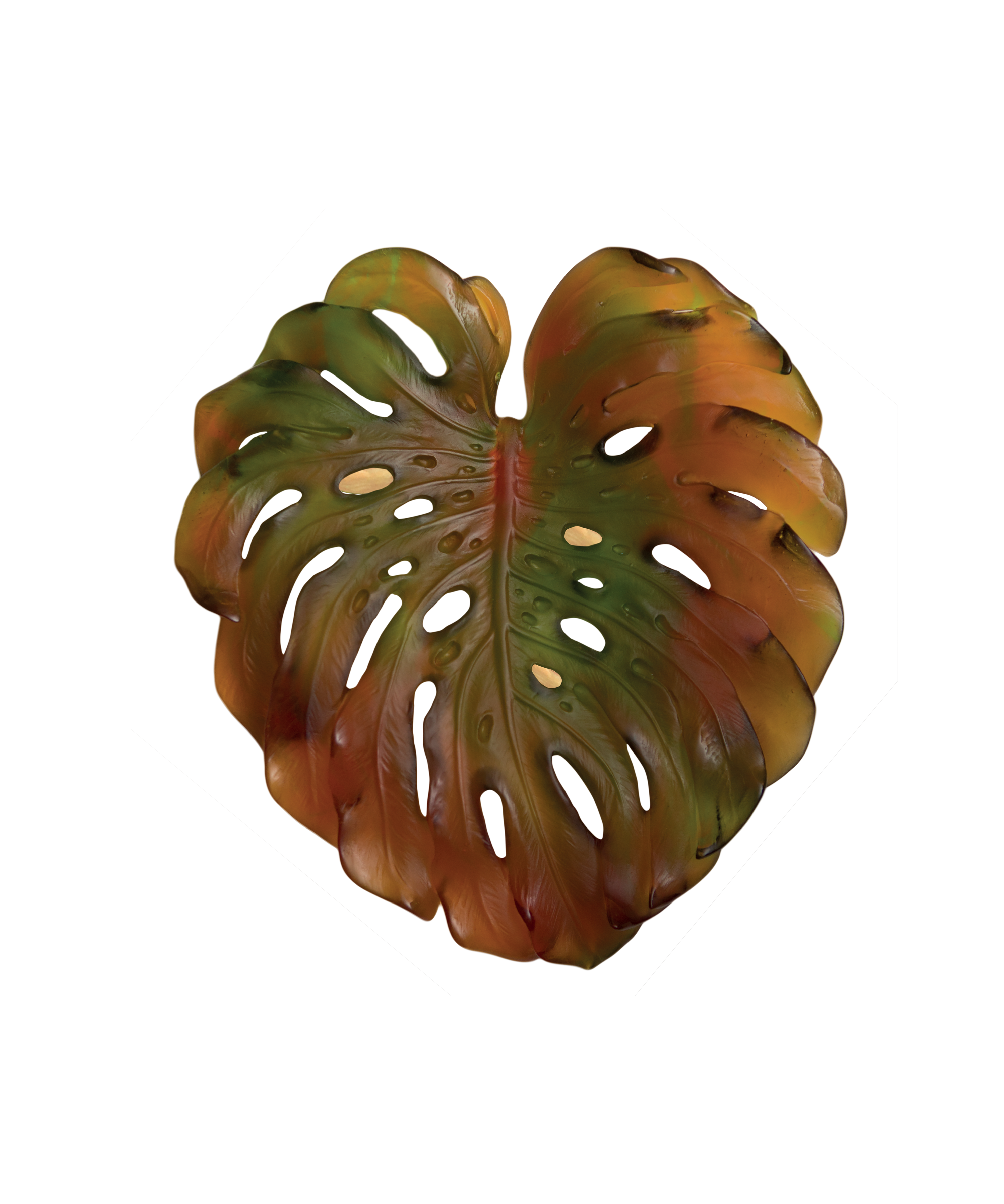 Monstera Feuille murale petit modèle - fixation courte Ambre de Emilio Robba