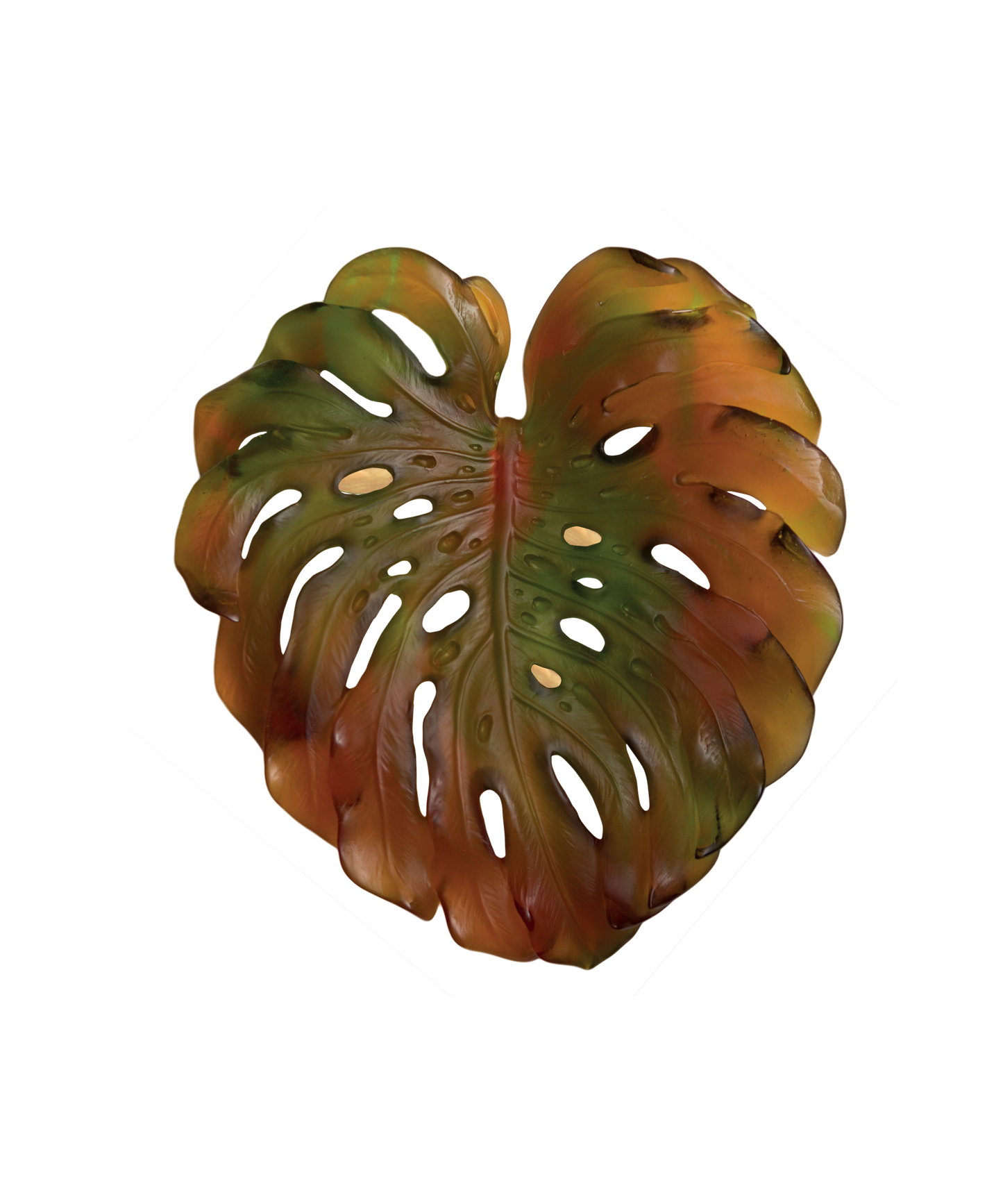 Monstera Feuille murale petit modèle - fixation longue Ambre de Emilio Robba