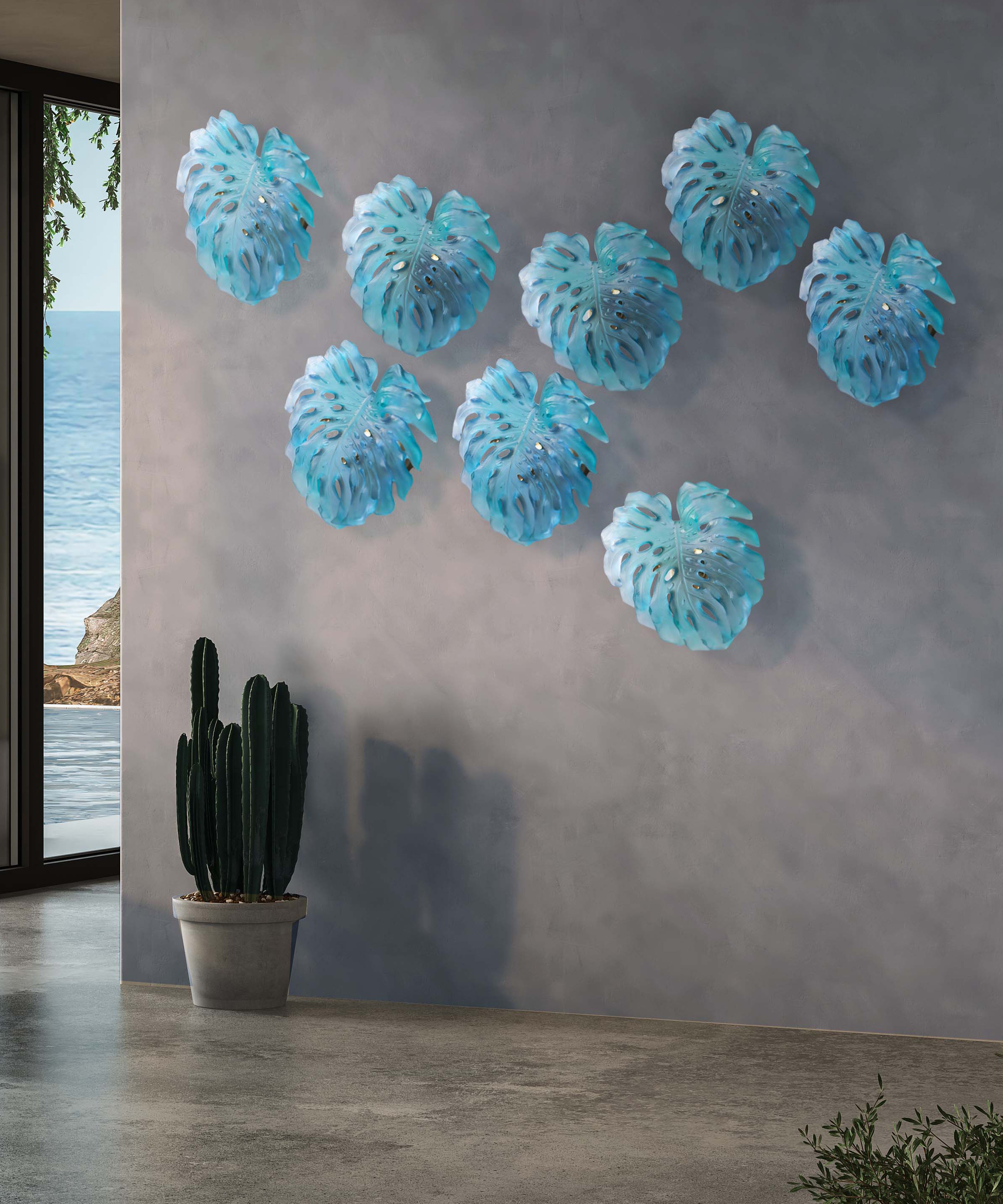 Monstera Feuille murale petit modèle Turquoise de Emilio Robba