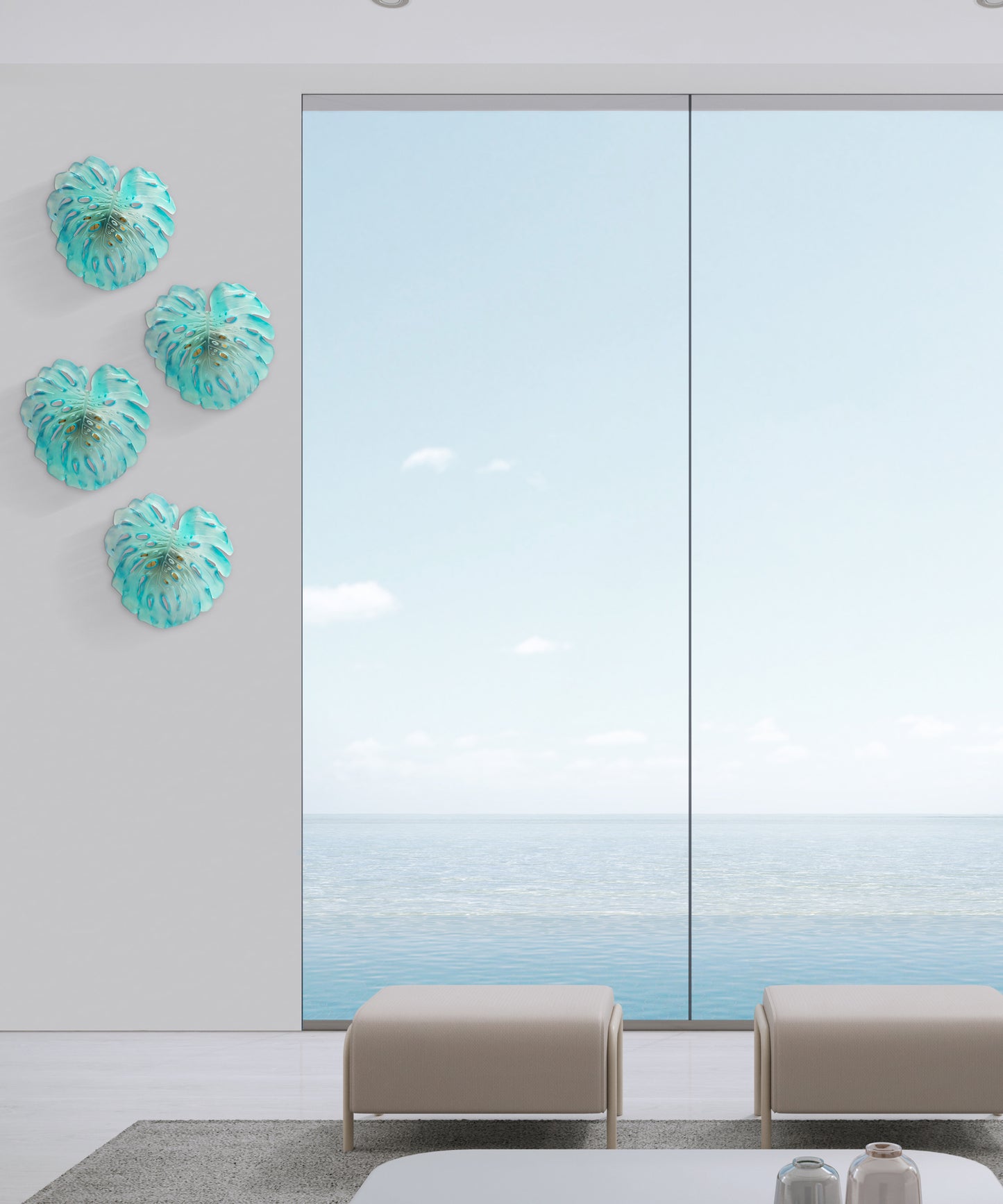 Monstera Feuille murale petit modèle Turquoise de Emilio Robba