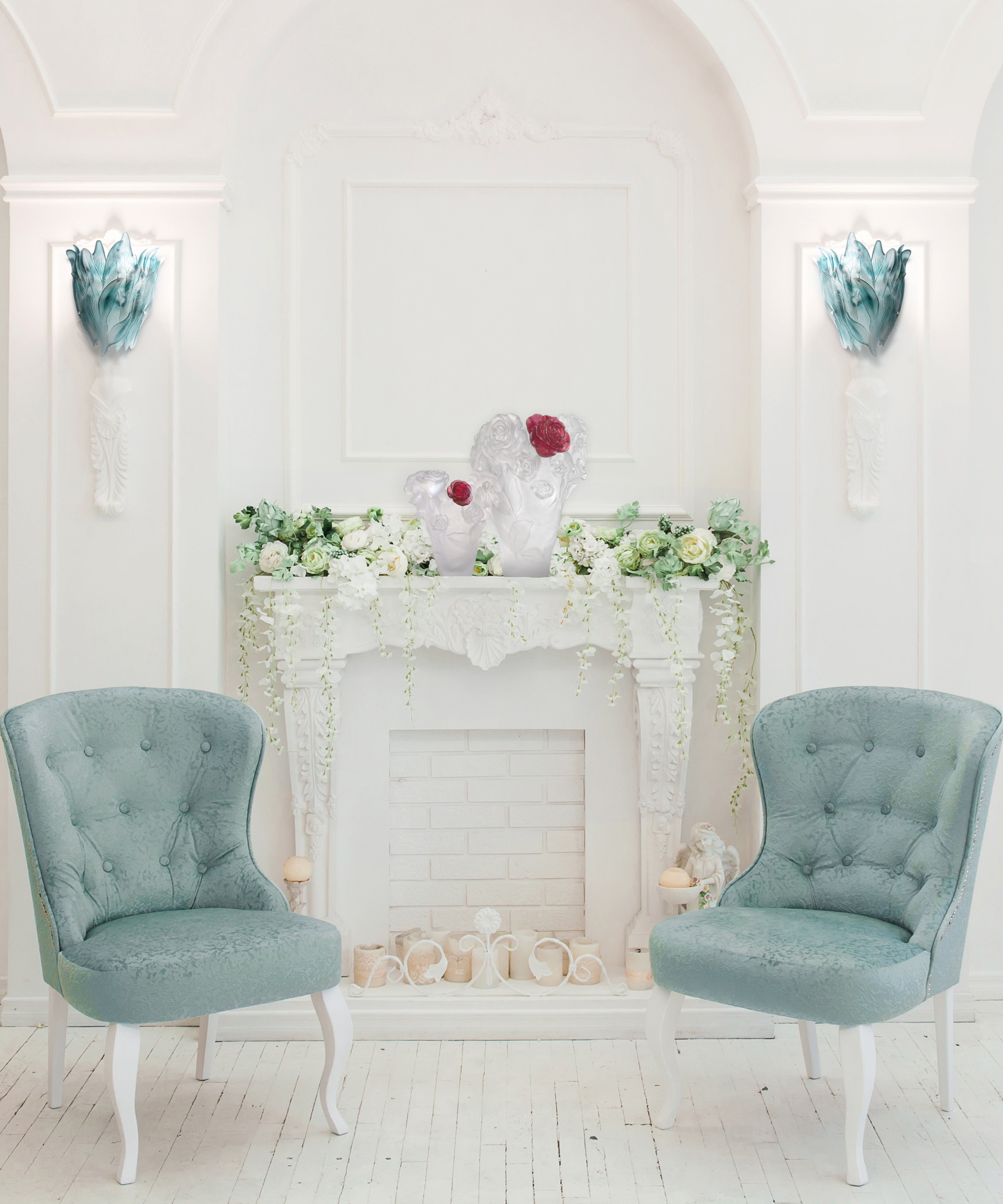 Rose Passion Vase petit modèle Blanc, fleur rouge