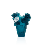 Rose Passion Vase petit modèle Bleu, fleur blanche