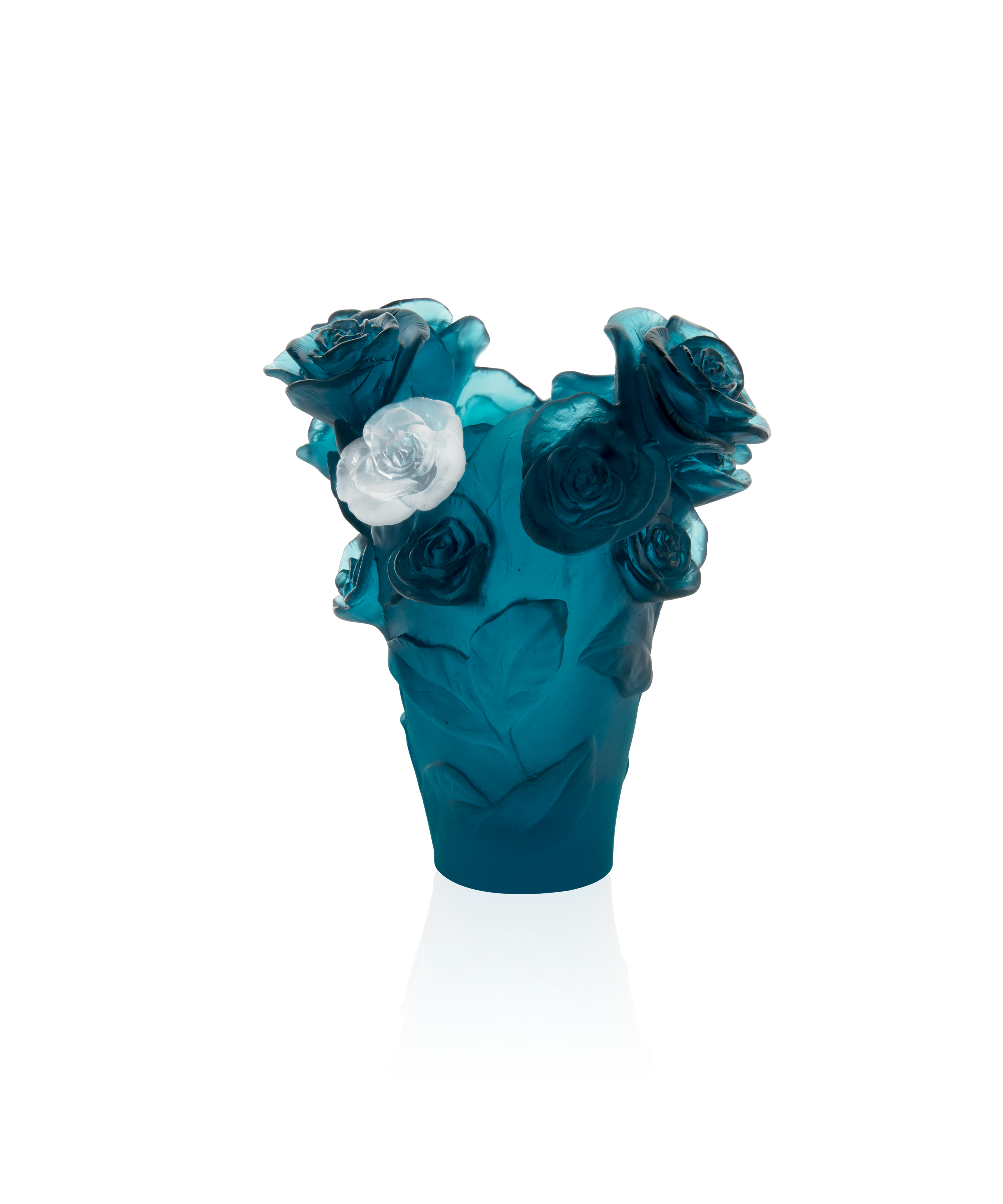Rose Passion Vase petit modèle Bleu, fleur blanche