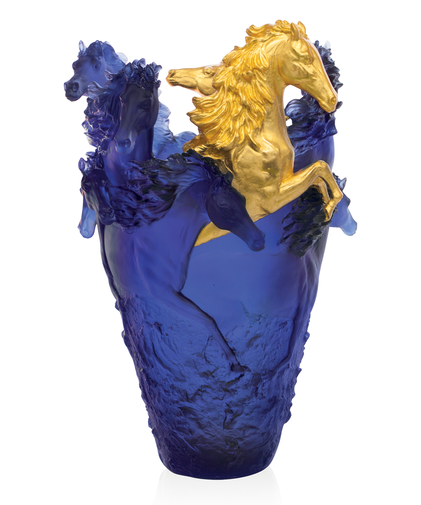 Cavalcade Vase magnum Bleu, finition or 25ex