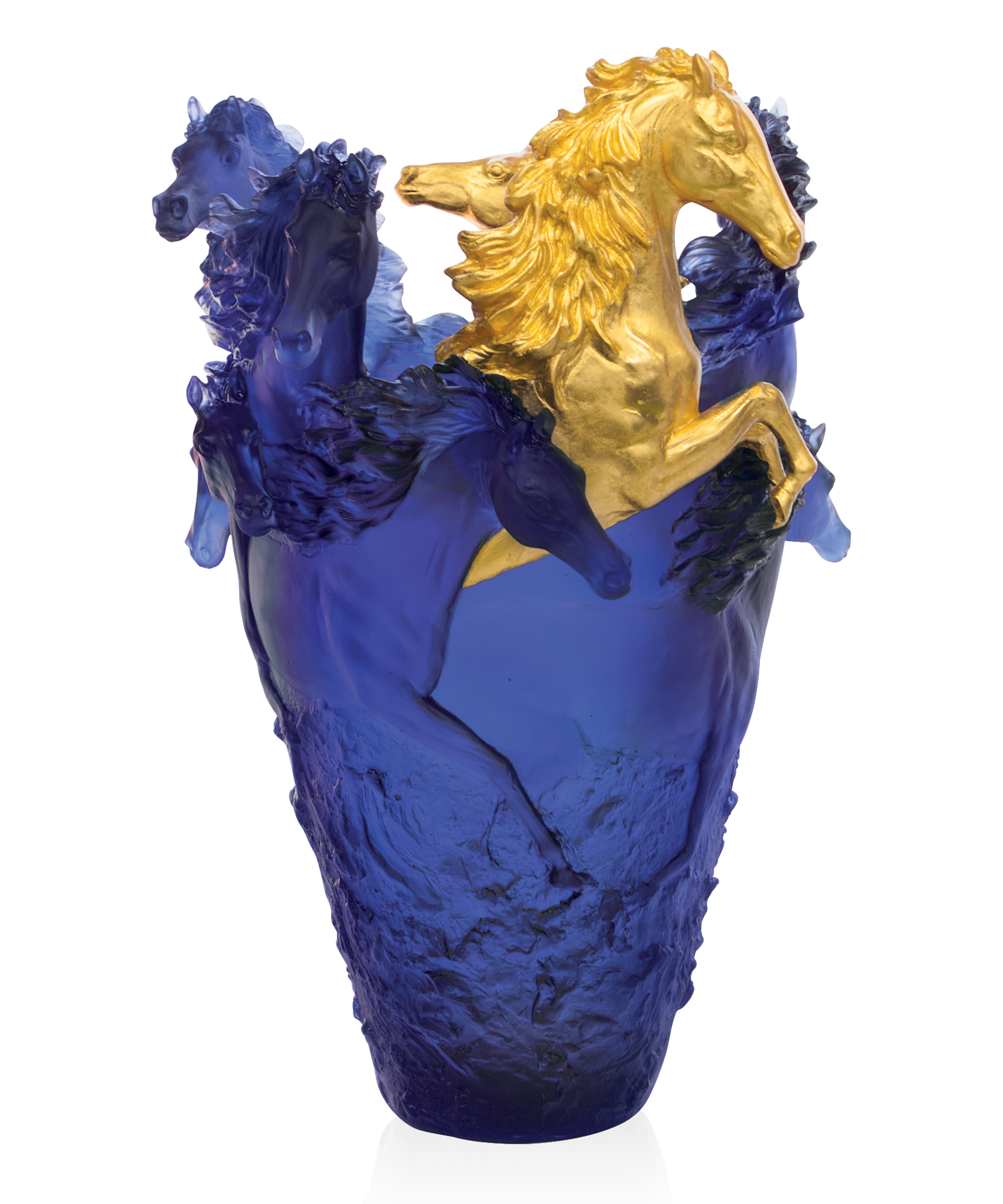 Cavalcade Vase magnum Bleu, finition or 25ex