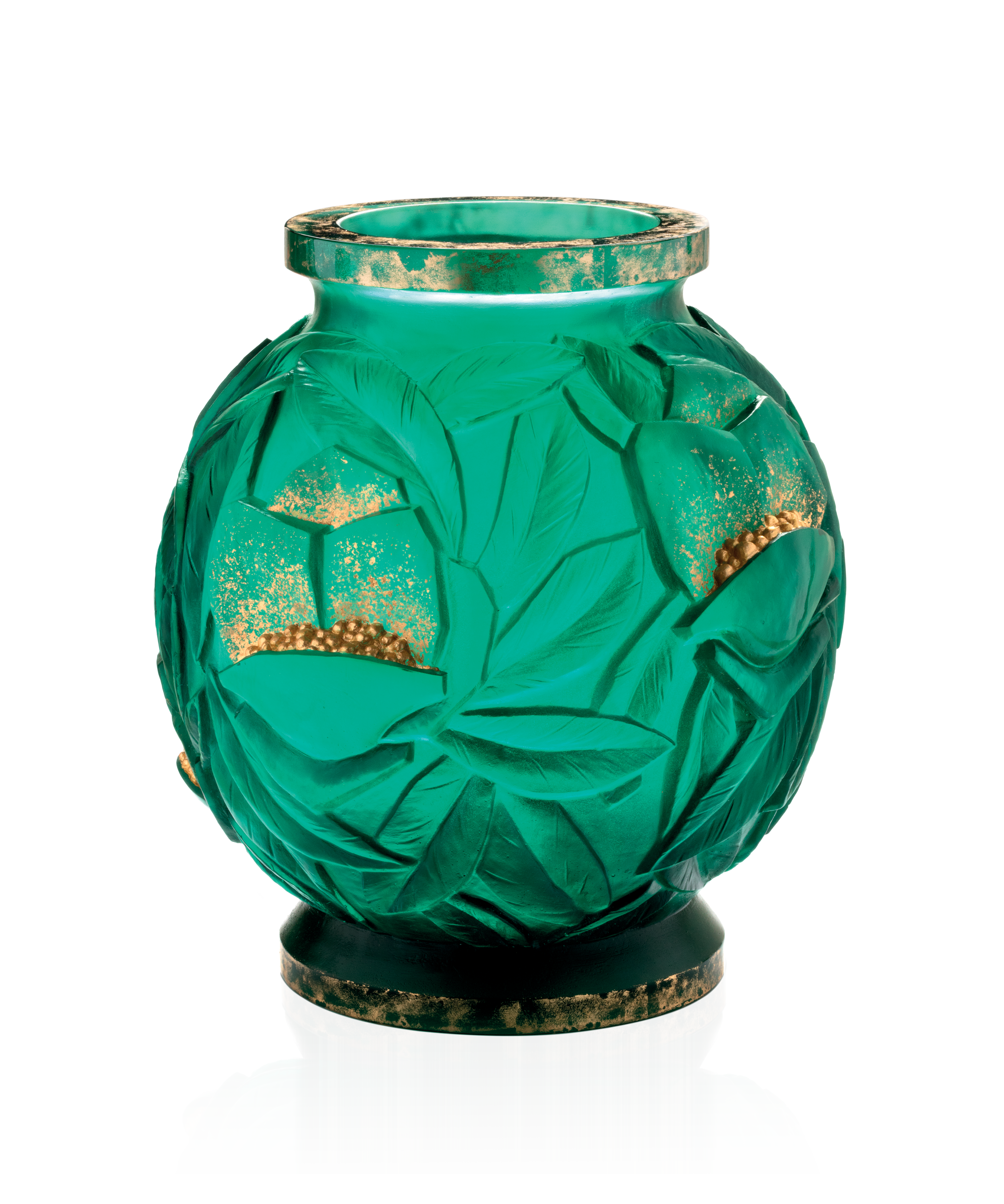 Empreinte Large vase Green, gold finish 75ex