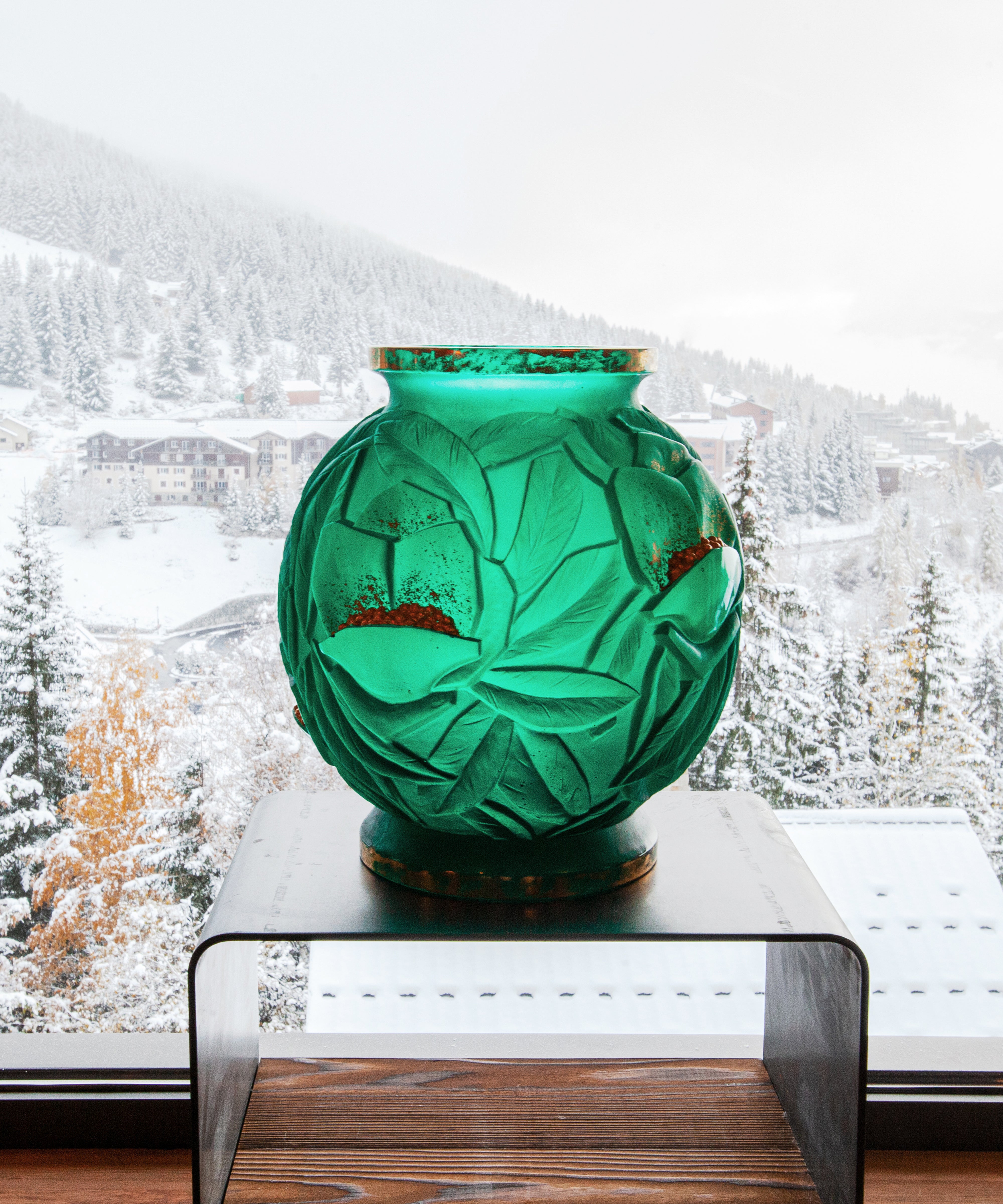 Empreinte Large vase Green, gold finish 75ex