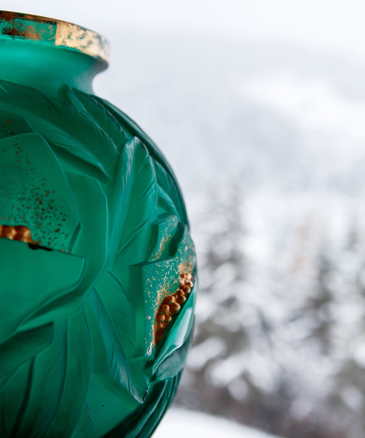 Empreinte Vase grand modèle Vert, finition or 75ex