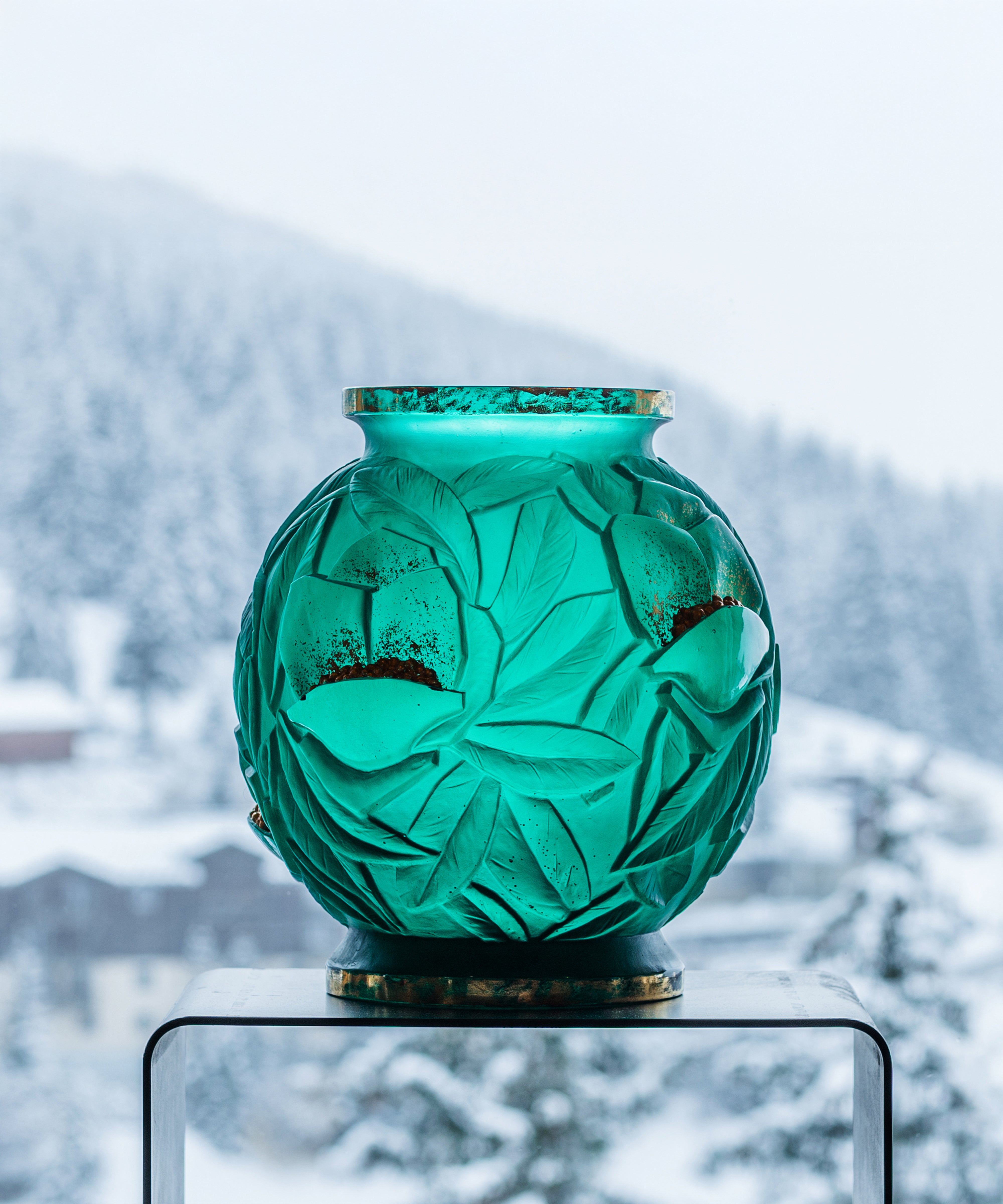 Empreinte Large vase Green, gold finish 75ex