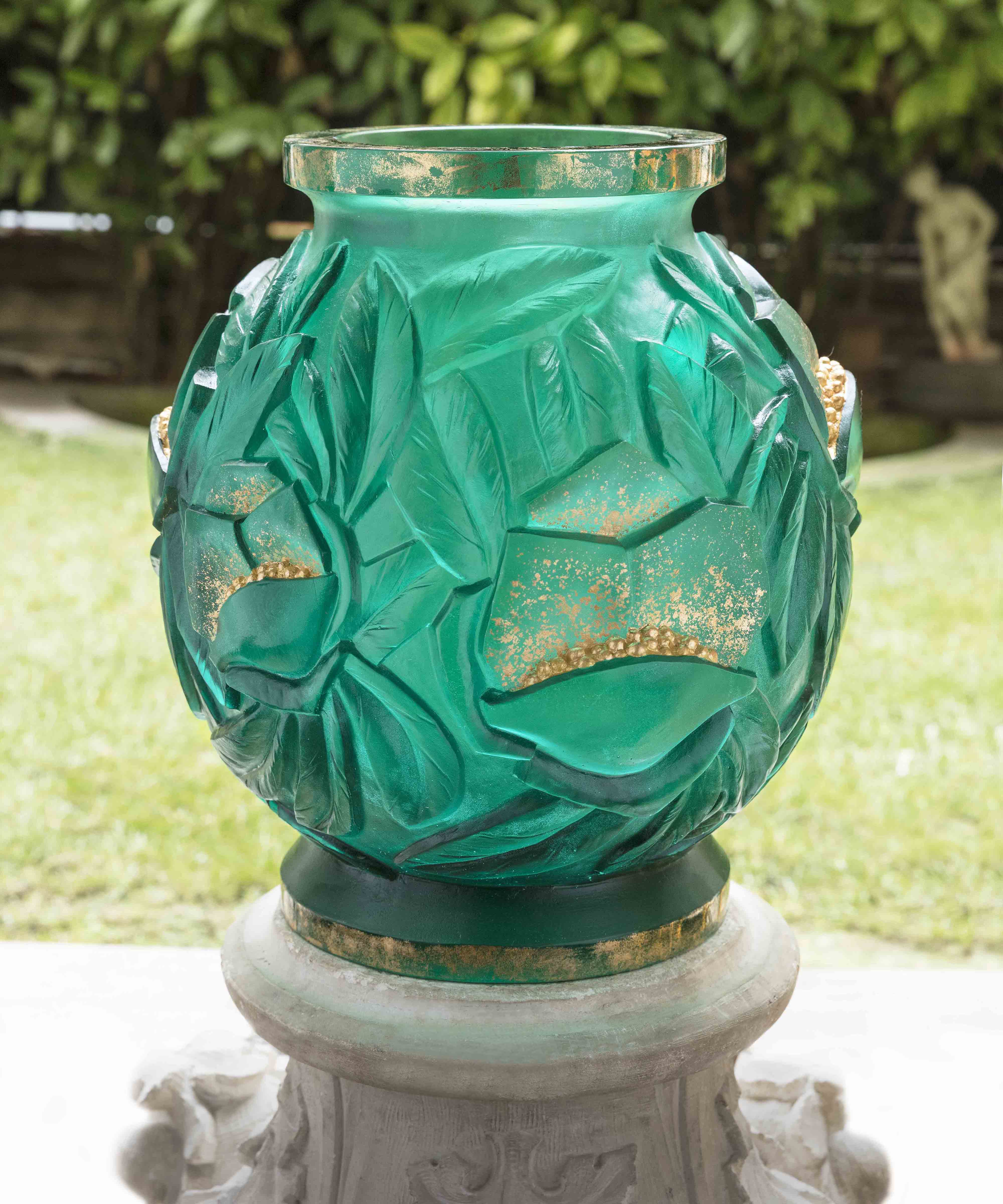 Empreinte Large vase Green, gold finish 75ex