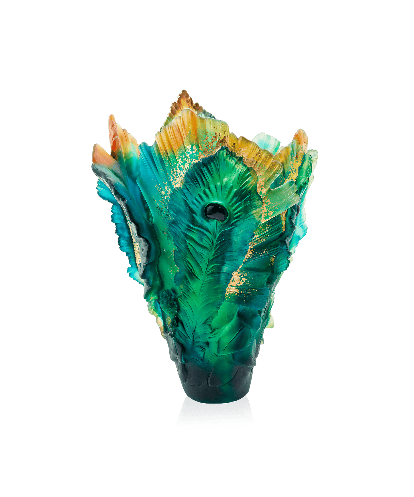 Fleur de Paon Vase grand modèle Doré à la feuille d'or 125ex