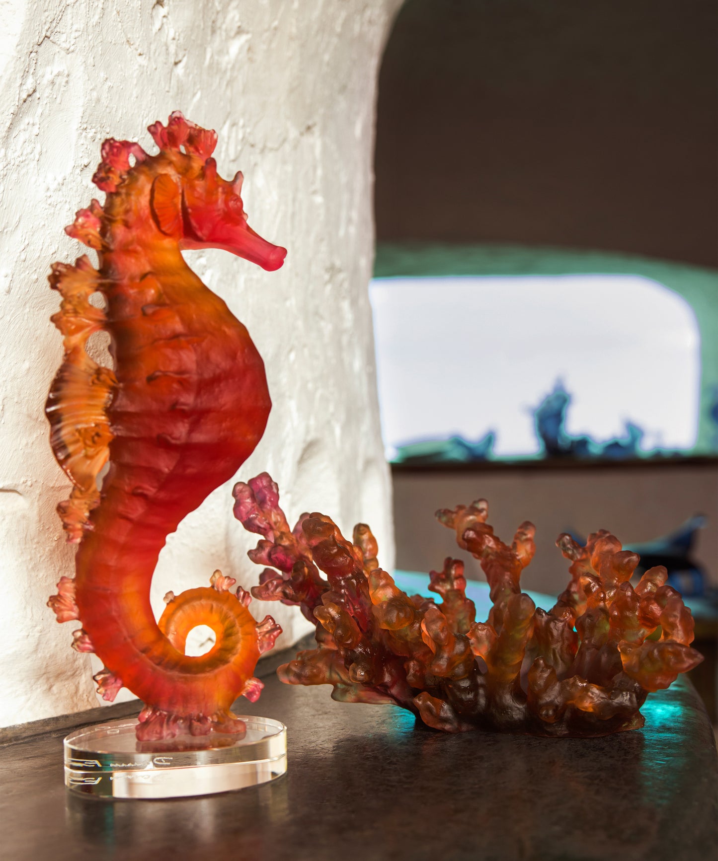 Mer de Corail Seahorse Amber red