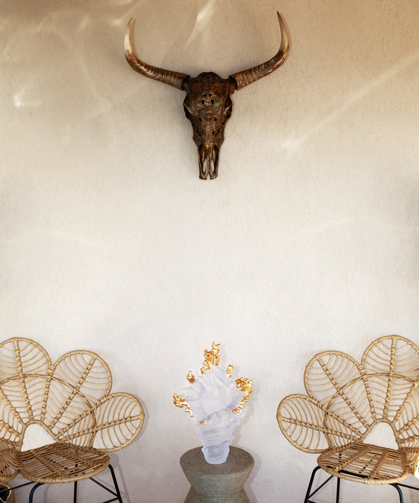 Mer de Corail Large vase White, gold finish 99ex