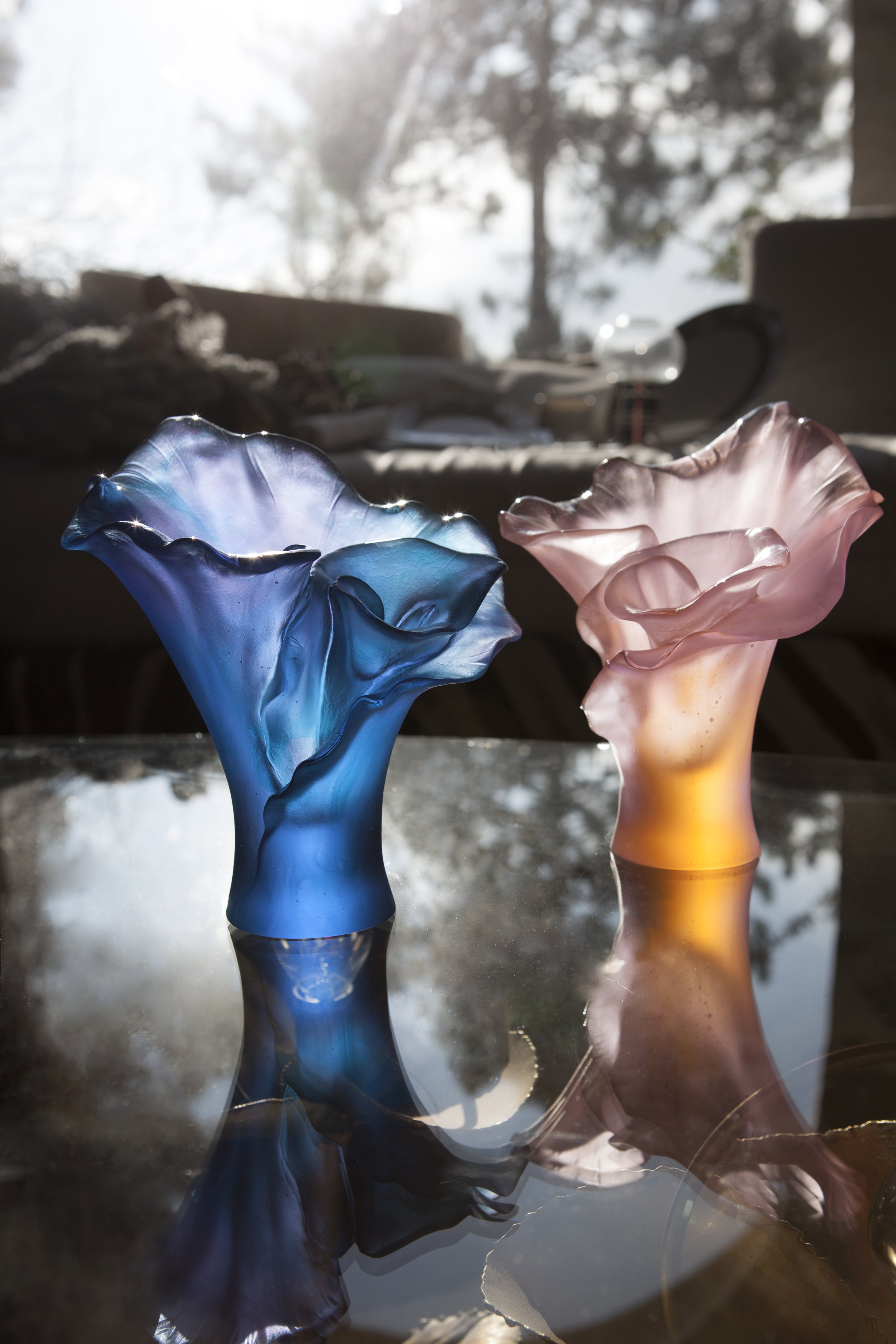 Arum Vase grand modèle Ambre-rose | Daum