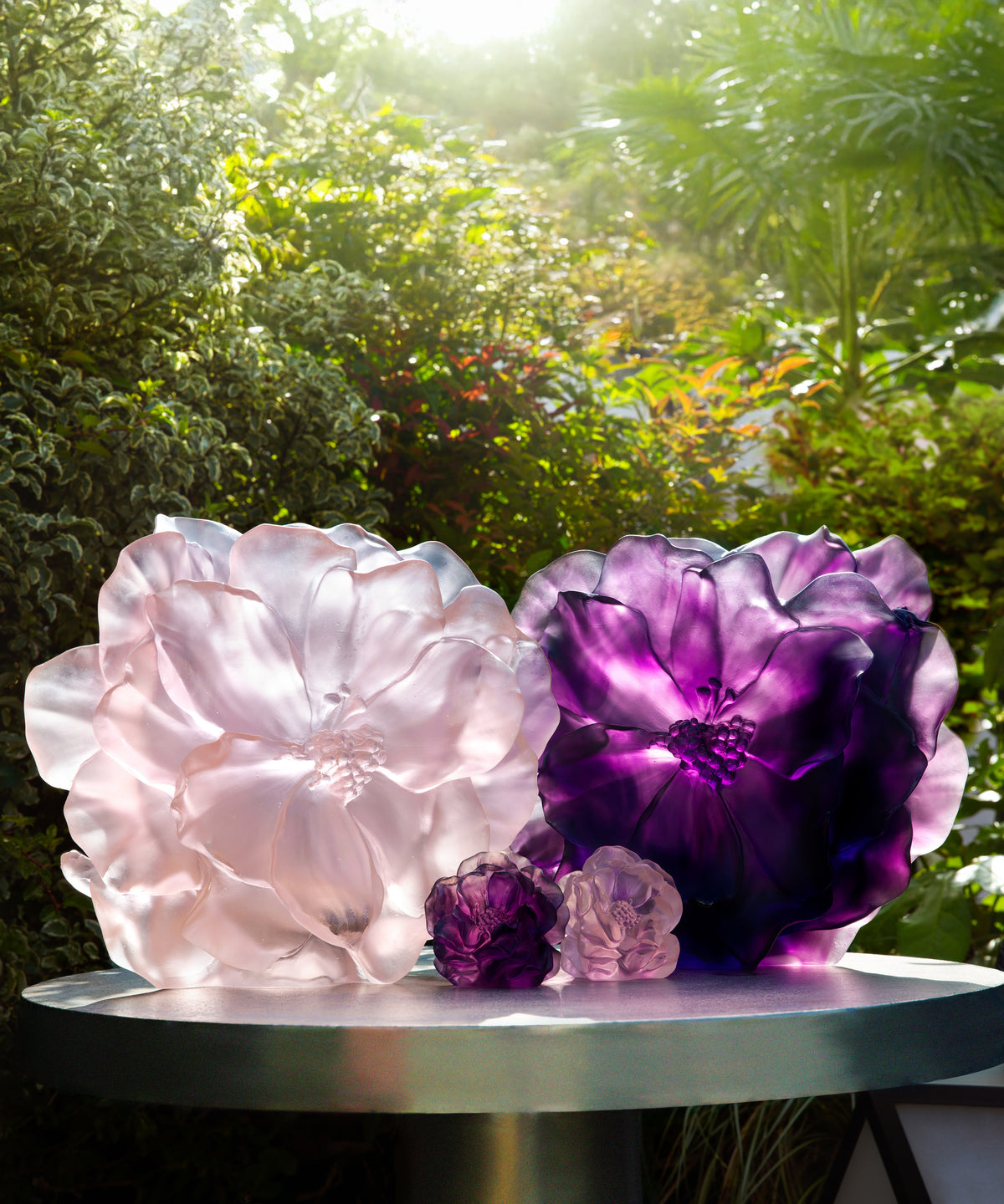 Fleur décorative Rose en verre Camelia de la marque Daum, avec détails fins et finition élégante.